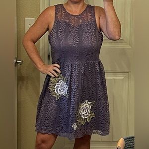 Beautiful eggplant colored fully lined lace sleeveless party dress